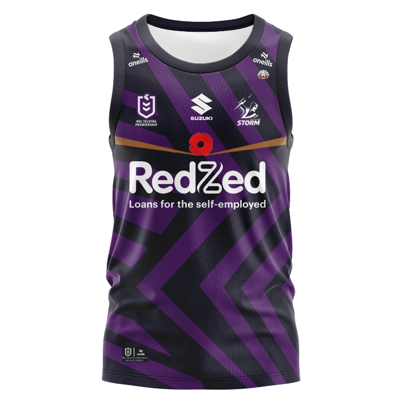NRL Melbourne Storm 2024 ANZAC Singlet