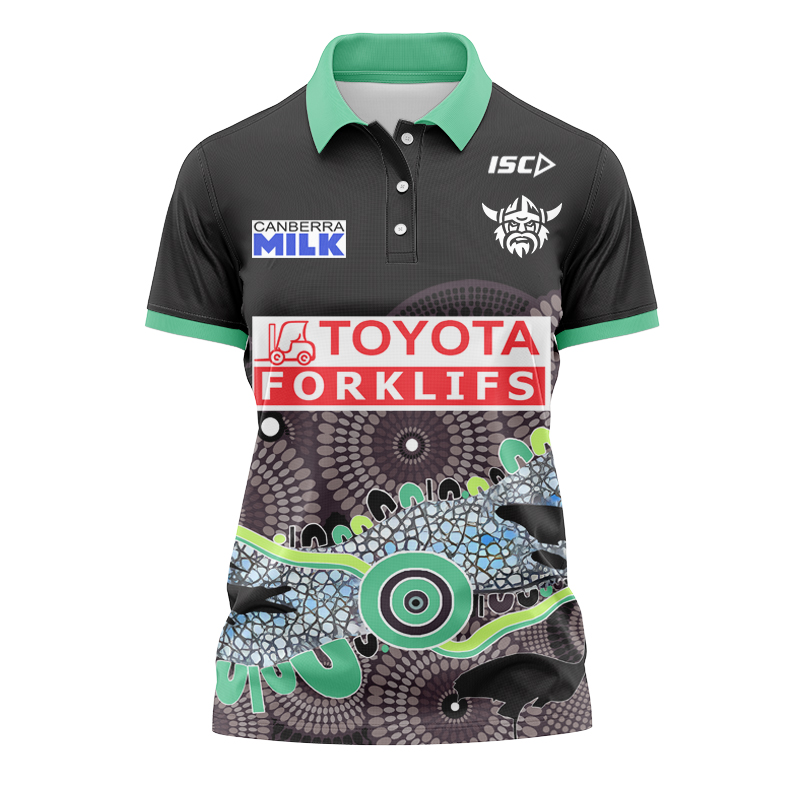 Women's NRL Canberra Raiders 2024 Indigenous Run Out Polo Shirt
