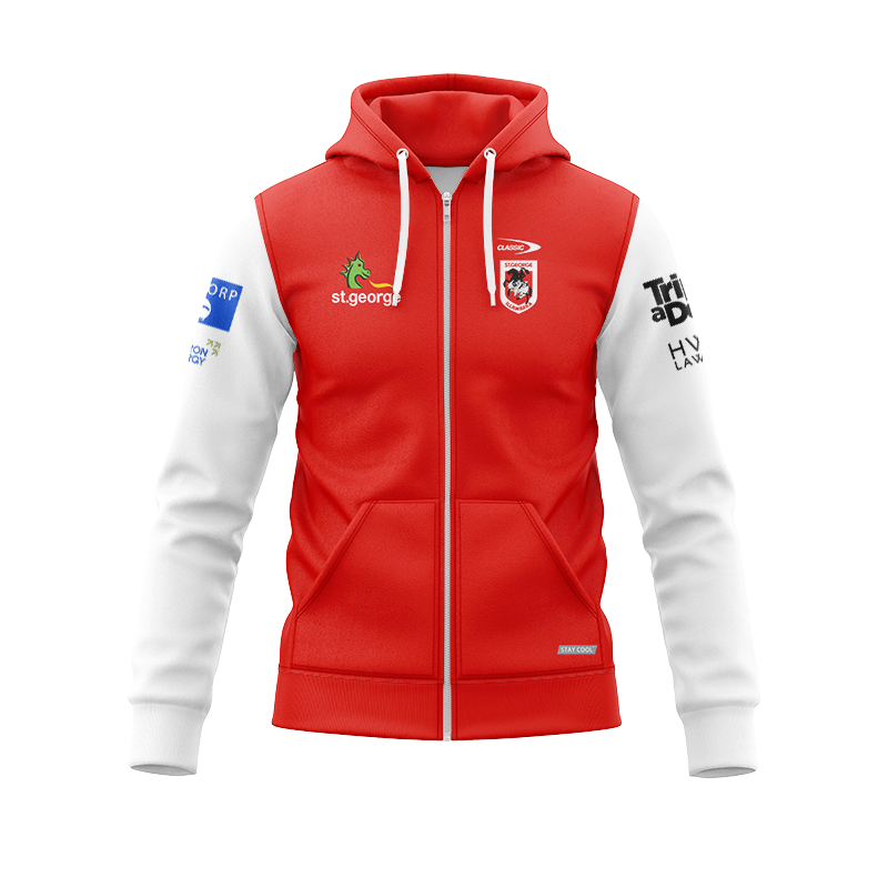 NRL St George Illawarra Dragons 2024 Player Zipper Hoodie