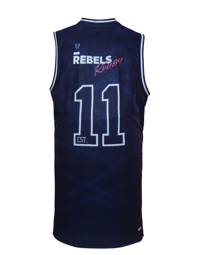 Melbourne Rebels Super Rugby 2024 Navy #11 Basketball Singlet