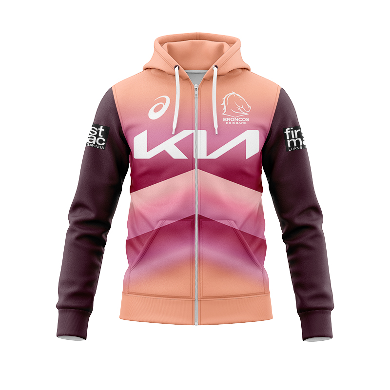 NRL Brisbane Broncos 2024 Sunstone Training Zipper Hoodie