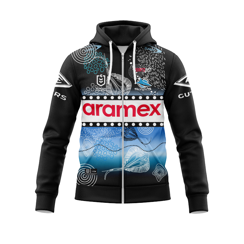NRL Cronulla-Sutherland Sharks 2024 Indigenous Zipper Hoodie