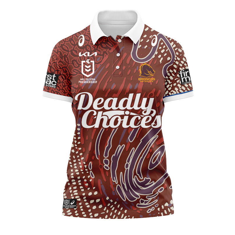 Women's NRL Brisbane Broncos 2024 Indigenous Polo Shirt
