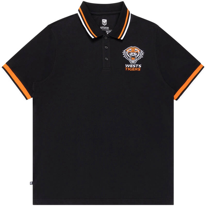 NRL Wests Tigers 2024 Black Polo Shirt
