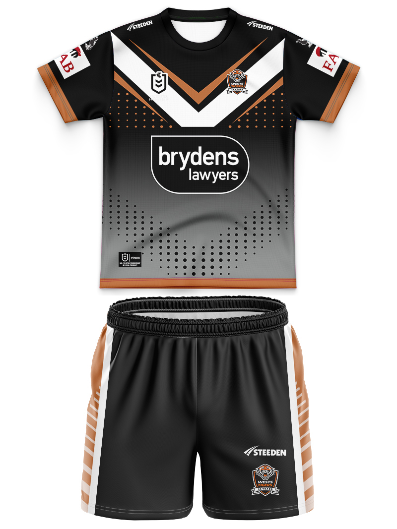 Kid's NRL Wests Tigers 2024 Home Jersey+Shorts