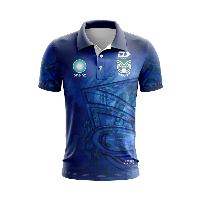 NRL New Zealand Warriors 2025 Paua Warm Up Polo Shirt