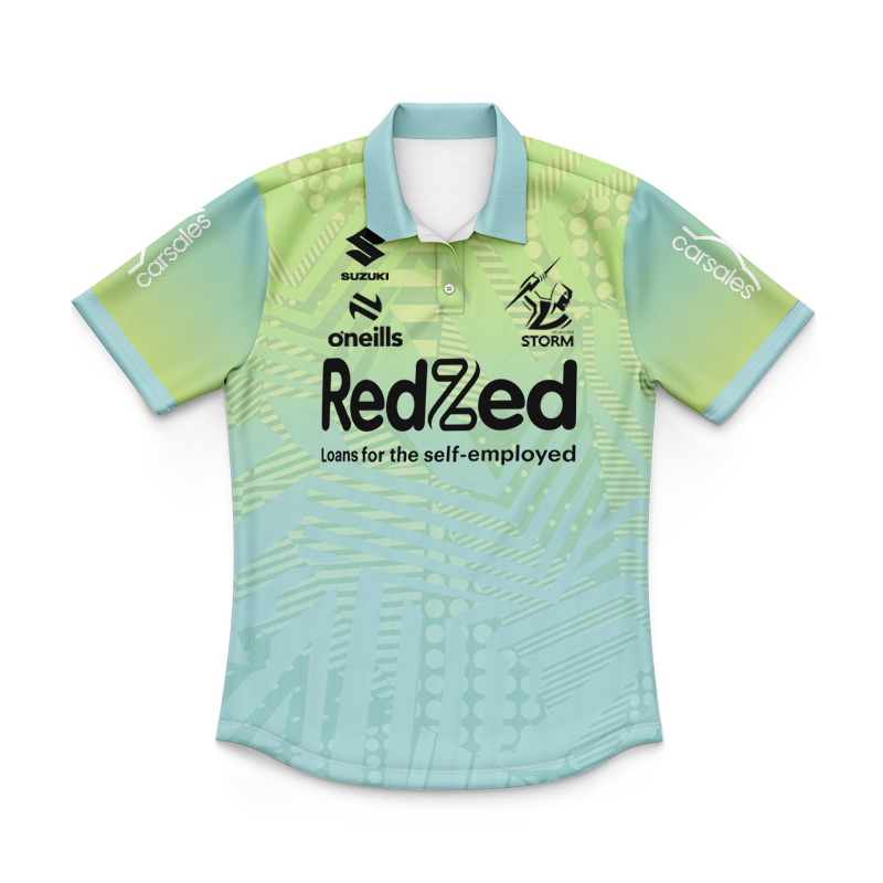 Kid's NRL Melbourne Storm 2024 Green Training Polo Shirt