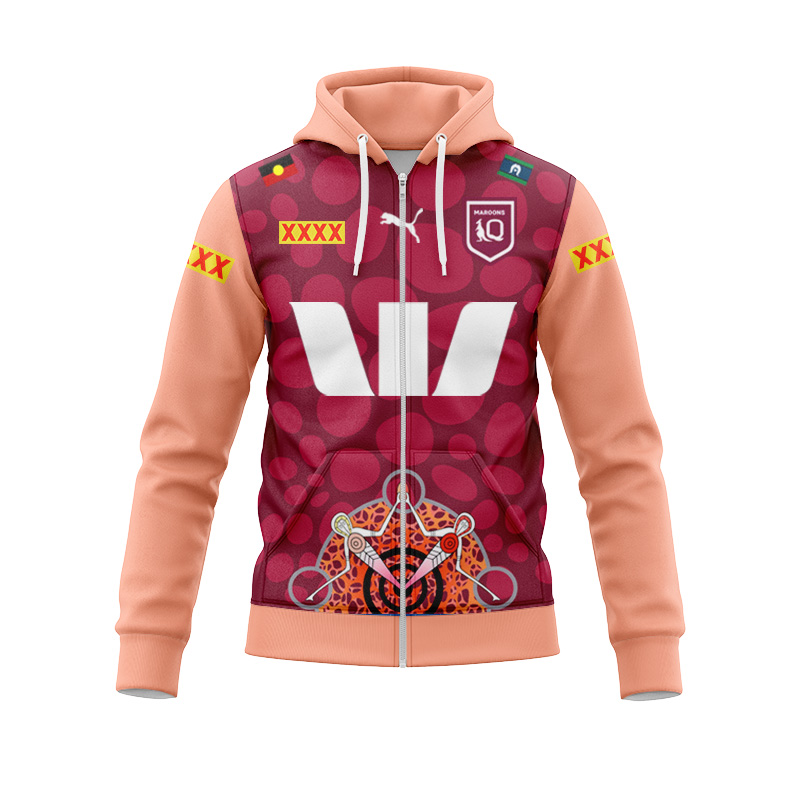 NRL QLD Maroons 2024 Indigenous Zipper Hoodie