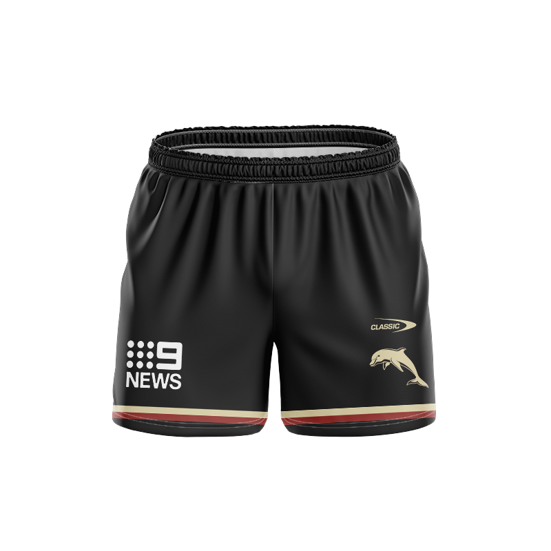 NRL Dolphins 2024 Black Training Shorts