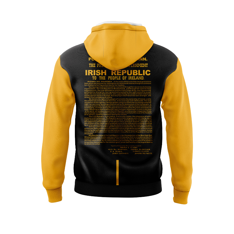 Men's Ireland GAA 1916 Commemoration Black Yellow Hoodie