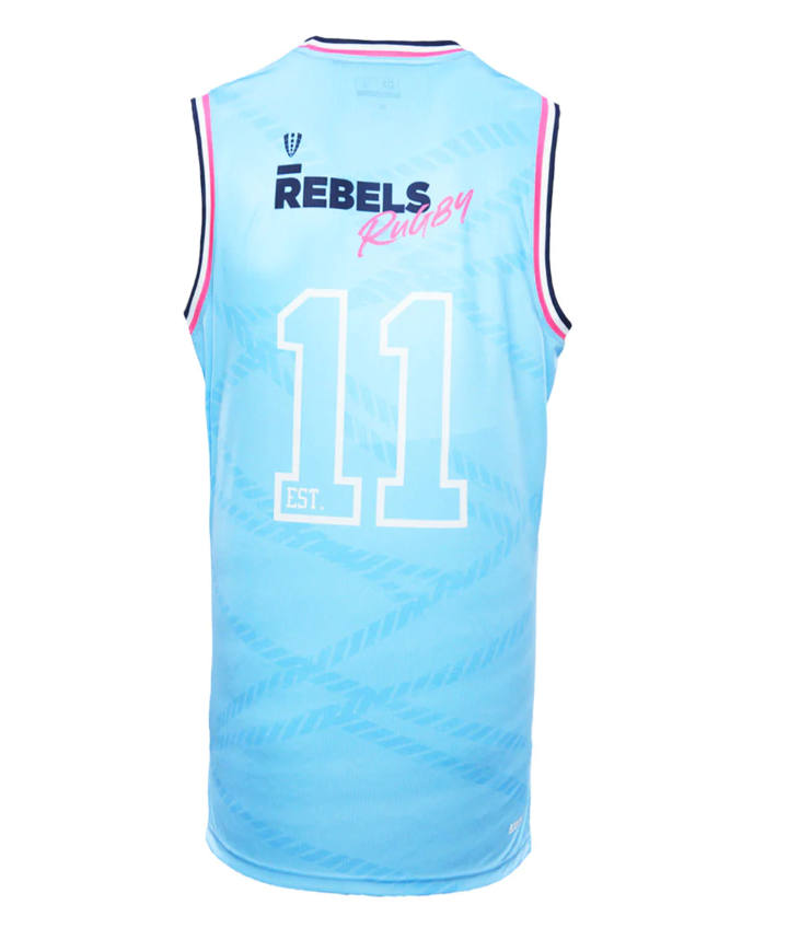 Melbourne Rebels Super Rugby 2024 Blue #11 Basketball Singlet