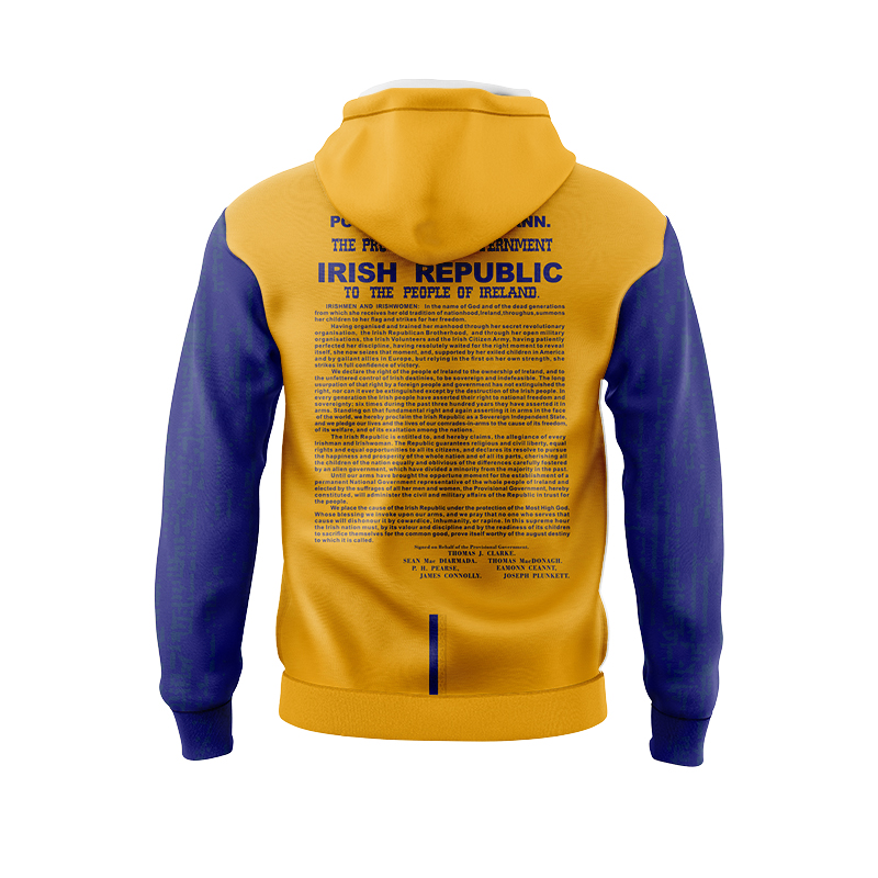 Men's Ireland GAA 1916 Commemoration Yellow Blue Hoodie