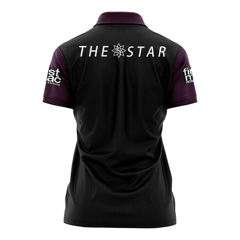 Women's NRL Brisbane Broncos 2024 Black Training Polo Shirt
