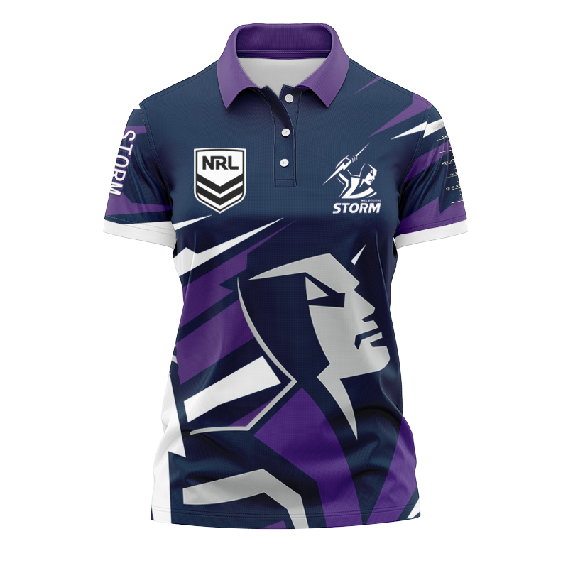 Women's NRL Melbourne Storm 2024 'FISHFINDER' Polo Shirt