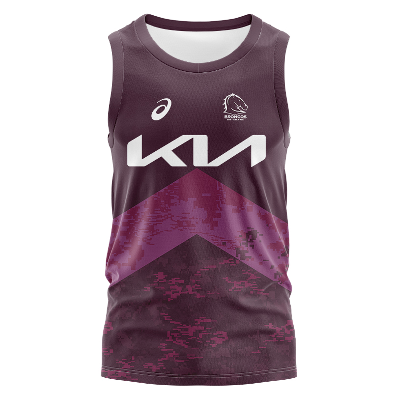 NRL Brisbane Broncos 2024 Maroon Training Singlet