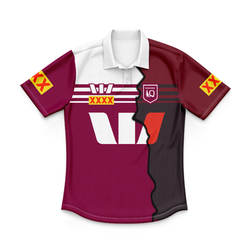 Kid's NRL QLD Maroons 2024 Mix Polo Shirt
