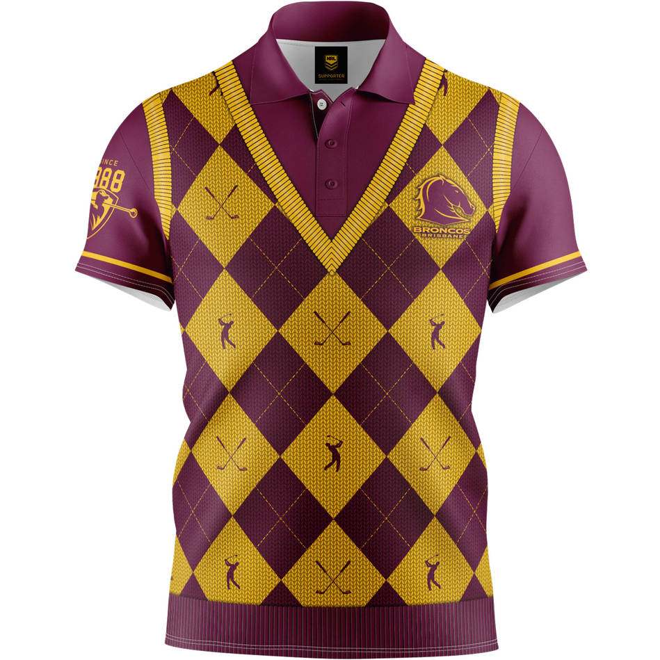 NRL Brisbane Broncos 2021 Golf Polo Shirt