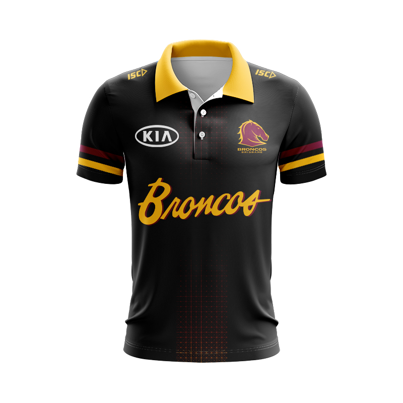 NRL Brisbane Broncos 2024 Players Run Out Polo Shirt