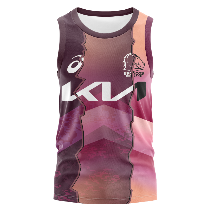 NRL Brisbane Broncos 2024 Sunstone Training Mix Singlet