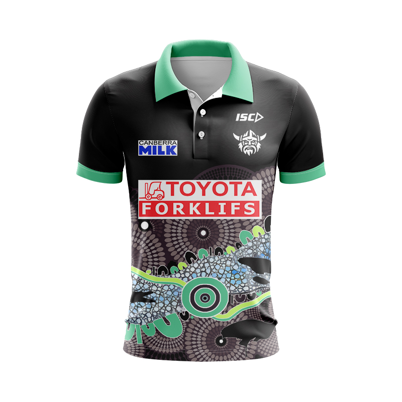 NRL Canberra Raiders 2024 Indigenous Run Out Polo Shirt