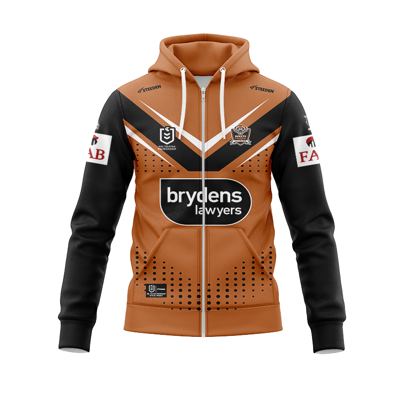 NRL Wests Tigers 2024 Away Zipper Hoodie