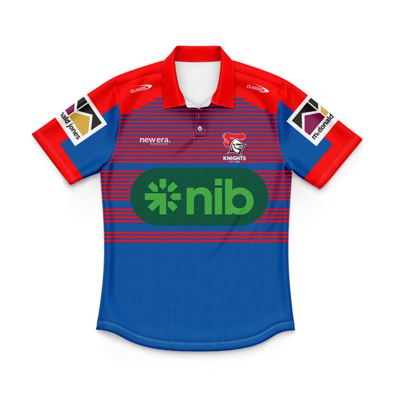 Kid's NRL Newcastle Knights 2024 Red Blue Training Polo Shirt