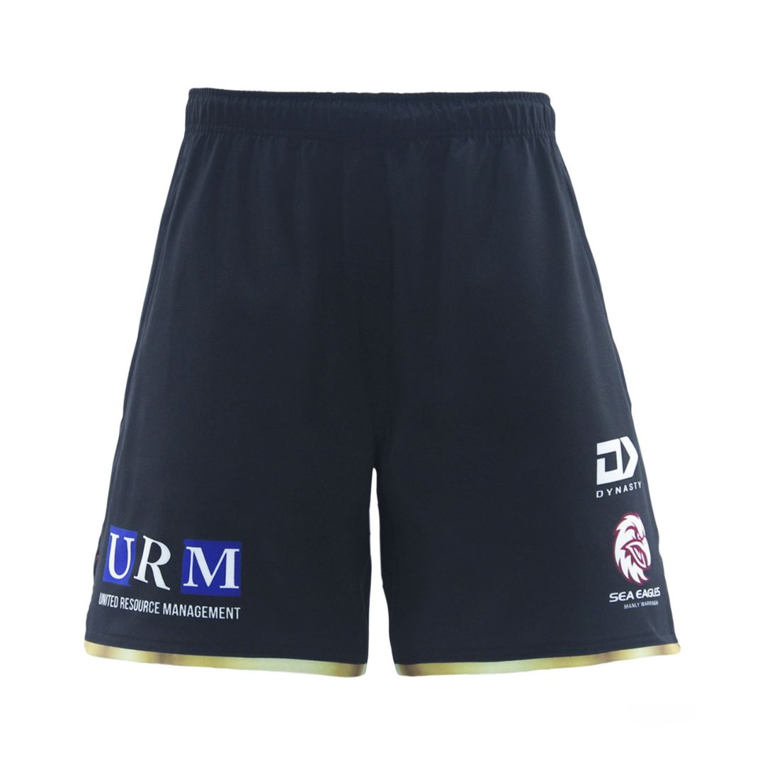 NRL Manly Warringah Sea Eagles 2025 Mens Black Gym Shorts