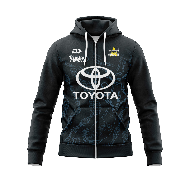 NRL North Queensland Cowboys 2024 Indigenous Dark Zipper Hoodie