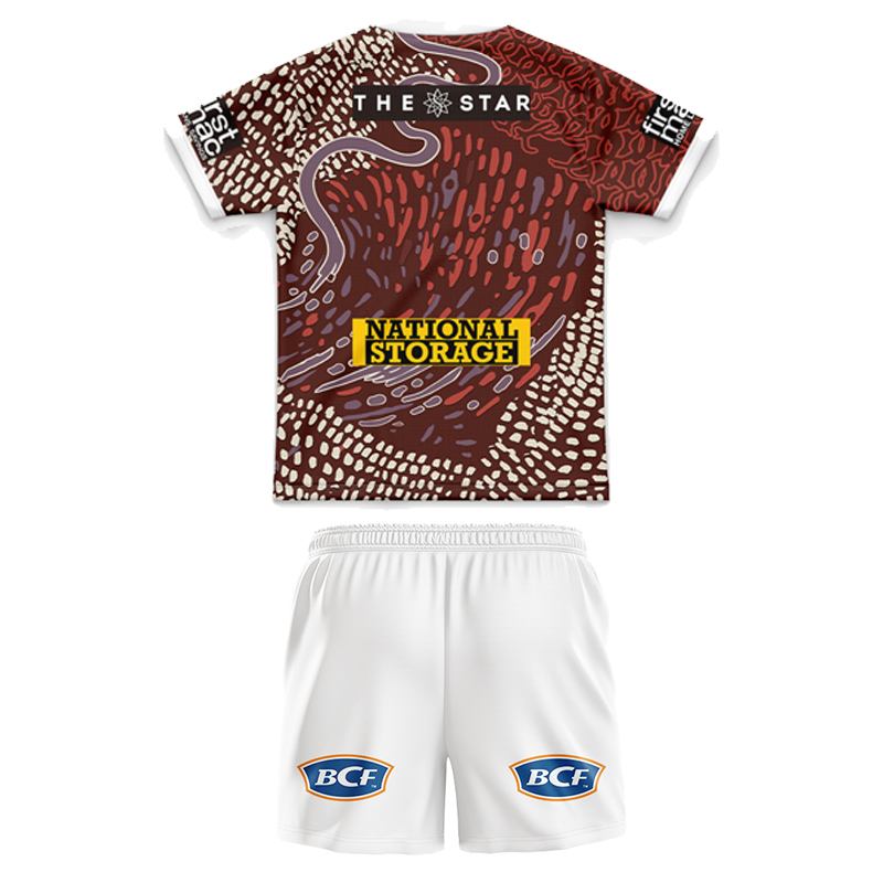 Kid's NRL Brisbane Broncos 2024 Indigenous Jersey+Shorts