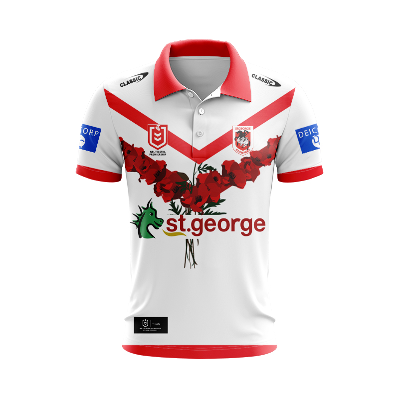 NRL St George Illawarra Dragons 2024 ANZAC Commemorative Polo Shirt