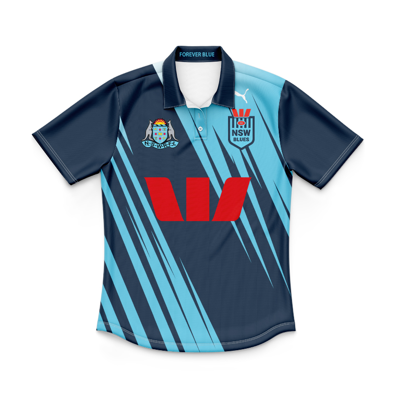 Kid's NRL NSW Blues 2024 Captains Run Polo Shirt
