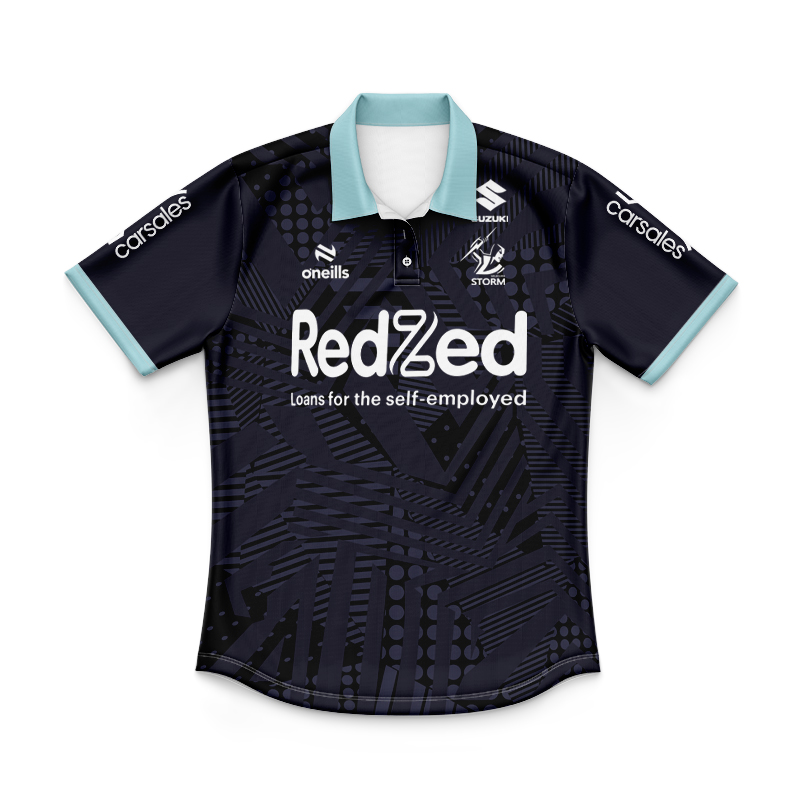 Kid's NRL Melbourne Storm 2024 Blue Training Polo Shirt