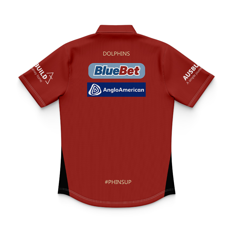 Kid's NRL Dolphins 2024 Red Training Polo Shirt