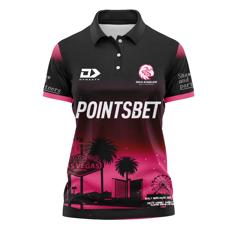 Women's NRL Manly Warringah Sea Eagles 2024 Las Vegas Warm Up Polo Shirt