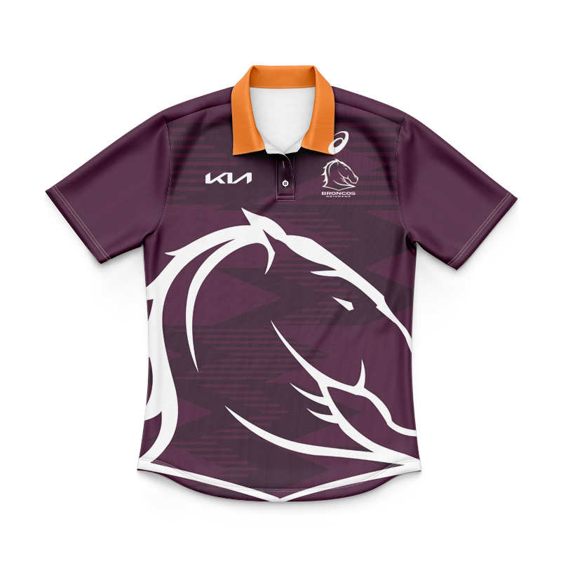 Kid's NRL Brisbane Broncos 2024 Run Out Polo Shirt
