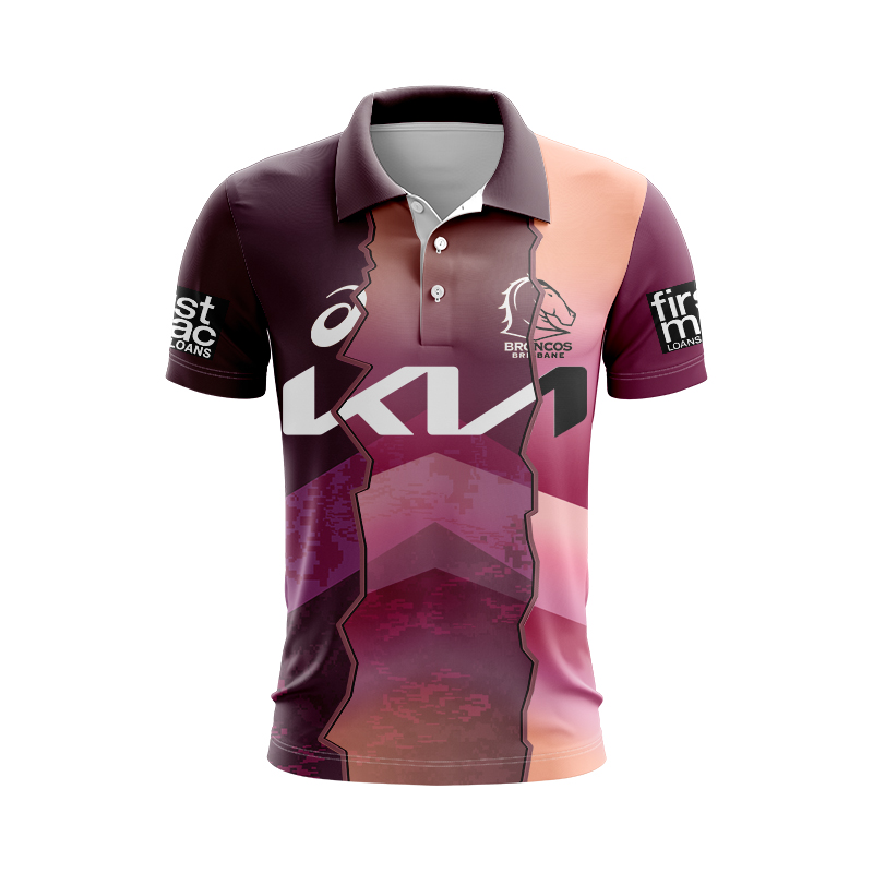 NRL Brisbane Broncos 2024 Sunstone Training Mix Polo Shirt