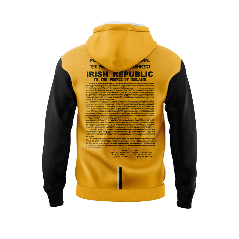 Men's Ireland GAA 1916 Commemoration Yellow Black Hoodie