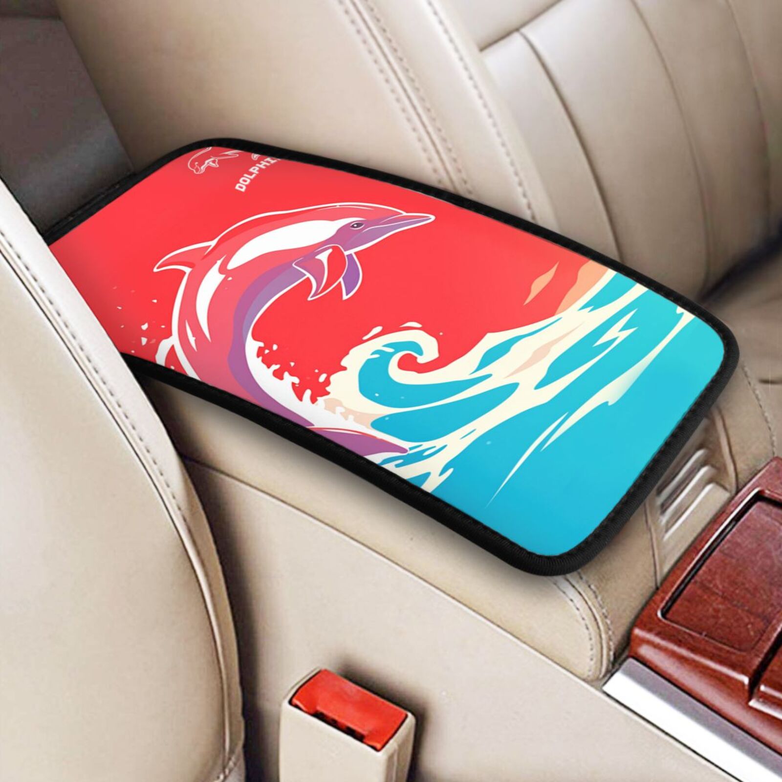 Dolphins High Saturation Plaid Car Handrail Box Cushion CHC2496