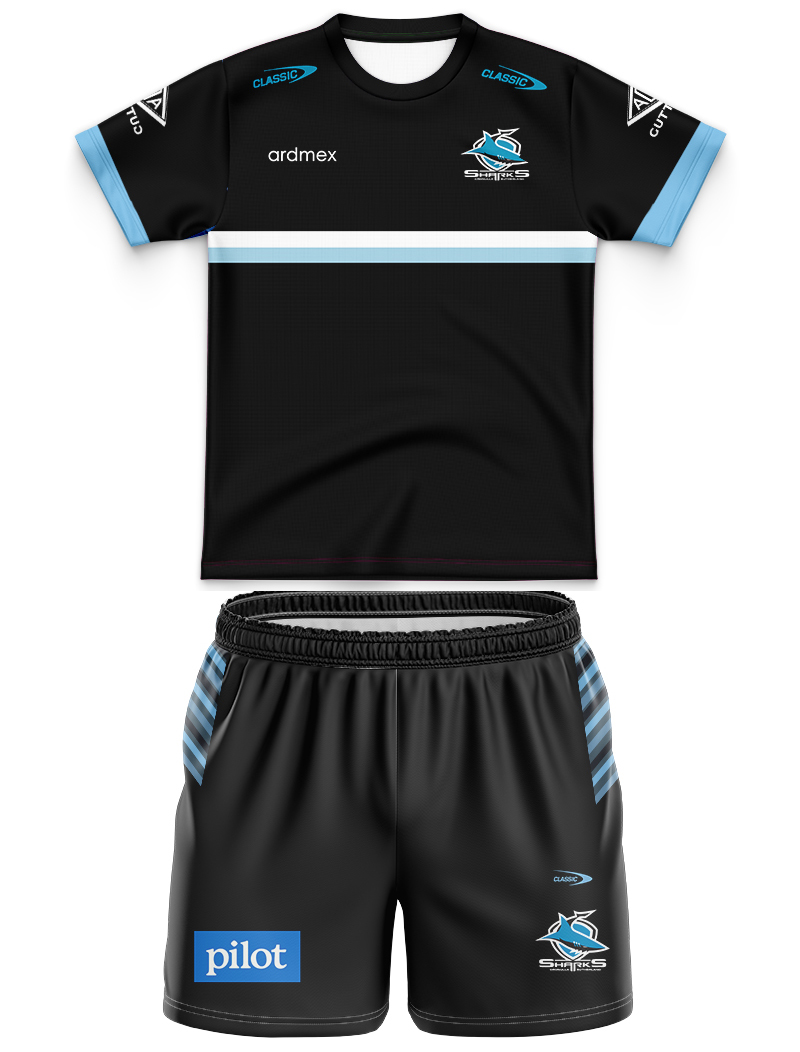 Kid's Cronulla Sutherland Sharks 2023 Media Jersey+Shorts
