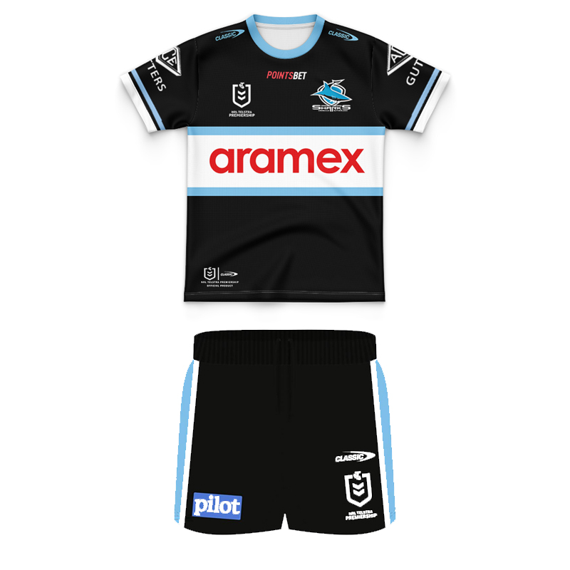 Kid's NRL Cronulla-Sutherland Sharks 2024 Away Jersey+Shorts