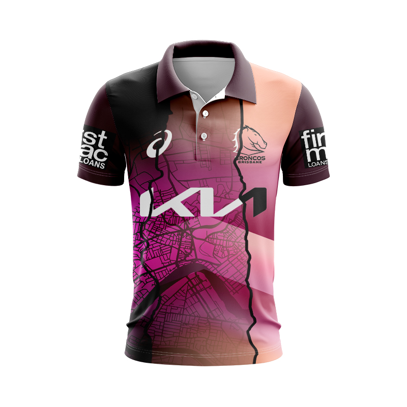 NRL Brisbane Broncos 2024 Training Mix Polo Shirt