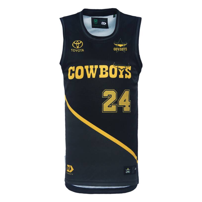 NRL North Queensland Cowboys 2024 Black #24 Basketball Singlet