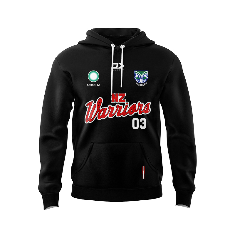 NRL New Zealand Warriors 2024 Black Warm Up Hoodie