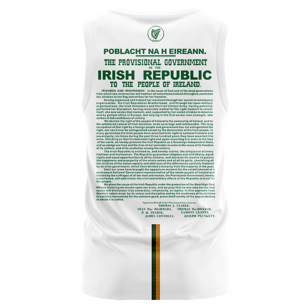 Men's Ireland 1916 Commemoration GAA White Sleeveless Jersey