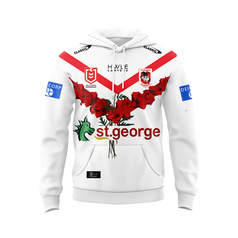 NRL St George Illawarra Dragons 2024 ANZAC Commemorative Hoodie