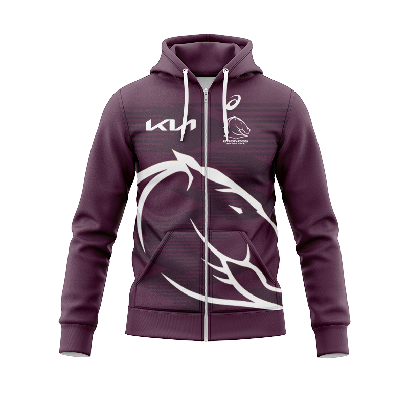NRL Brisbane Broncos 2024 Run Out Zipper Hoodie