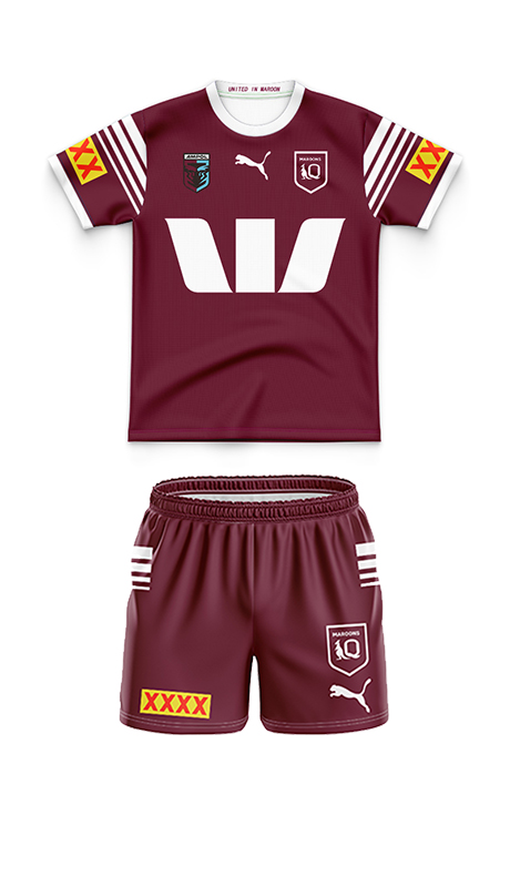 Kid's QLD Maroons State of Origin 2024 Home Jersey+Shorts