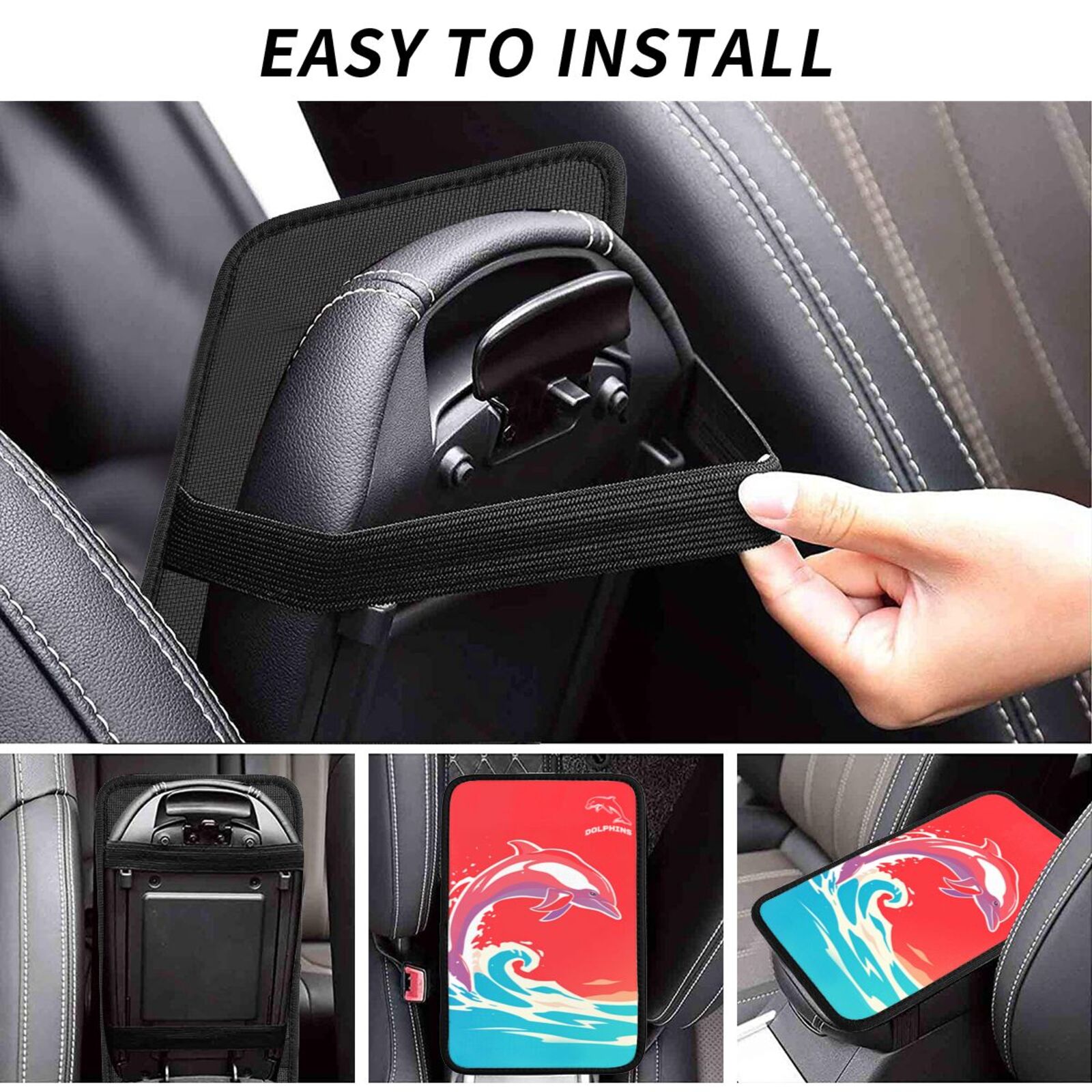 Dolphins High Saturation Plaid Car Handrail Box Cushion CHC2496