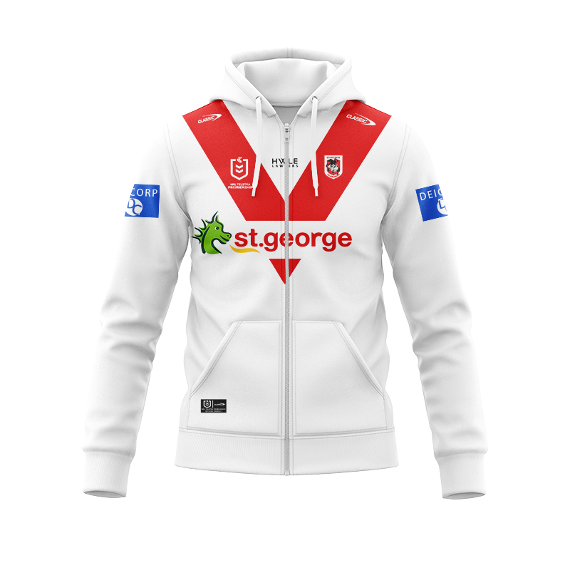 NRL St George Illawarra Dragons 2024 Home Zipper Hoodie