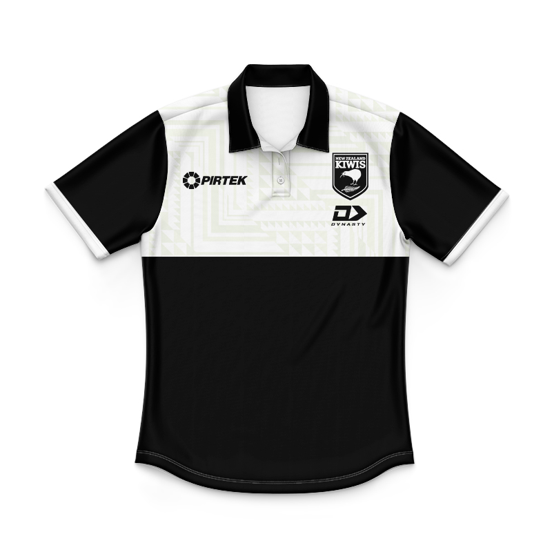 Kid's New Zealand Kiwis 2024 Black Media Polo Shirt